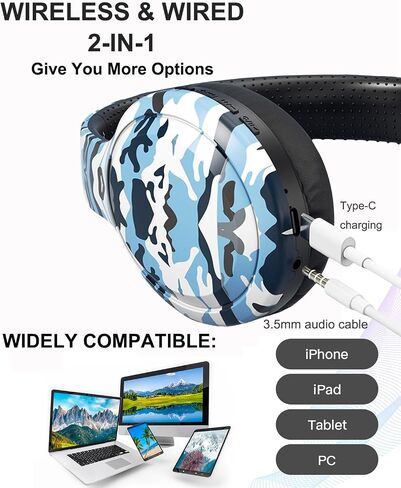 Kids Bluetooth Headphones, Kids Headphones Wireless with Built-in Mic, HD Sound, Over-Ear Foldable Bluetooth 5.3 Headsets for Boys Girls School Travel Airplane iPad Tablet (Gray) in Saudi Arabia