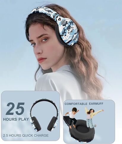 Kids Bluetooth Headphones, Kids Headphones Wireless with Built-in Mic, HD Sound, Over-Ear Foldable Bluetooth 5.3 Headsets for Boys Girls School Travel Airplane iPad Tablet (Gray) in Saudi Arabia