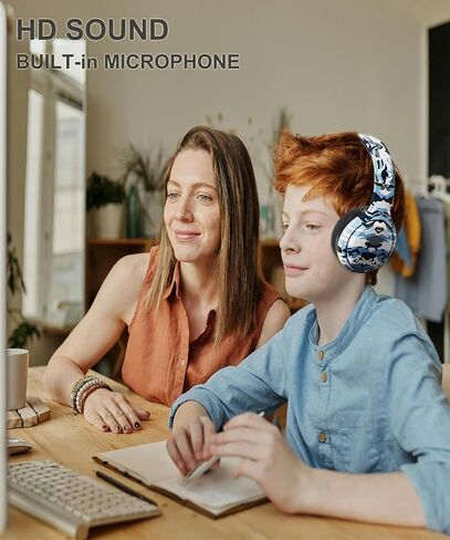 Kids Bluetooth Headphones, Kids Headphones Wireless with Built-in Mic, HD Sound, Over-Ear Foldable Bluetooth 5.3 Headsets for Boys Girls School Travel Airplane iPad Tablet (Gray) in Saudi Arabia