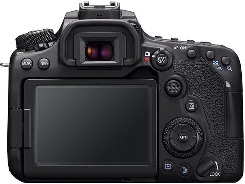 Canon EOS 90D DSLR Camera with 18-55mm Lens (3616C009) + 64GB Memory Card + Case + Card Reader + Flex Tripod + Hand Strap + Cap Keeper + Memory Wallet + Cleaning Kit (Renewed) in Saudi Arabia