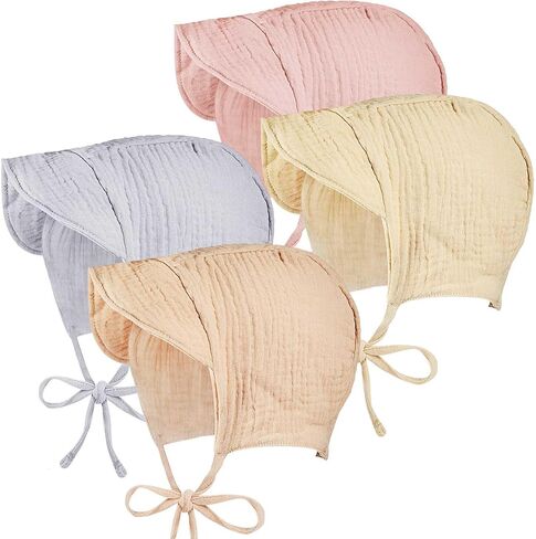 4 Pcs Baby Hat Muslim Sun Bonnet Baby Boys' Baby Girls' Hats 0-12mounths Caps Infant Boys Girls Beanie Caps for Baby Showers Birthday Parties Outdoor Sun Protection in Saudi Arabia