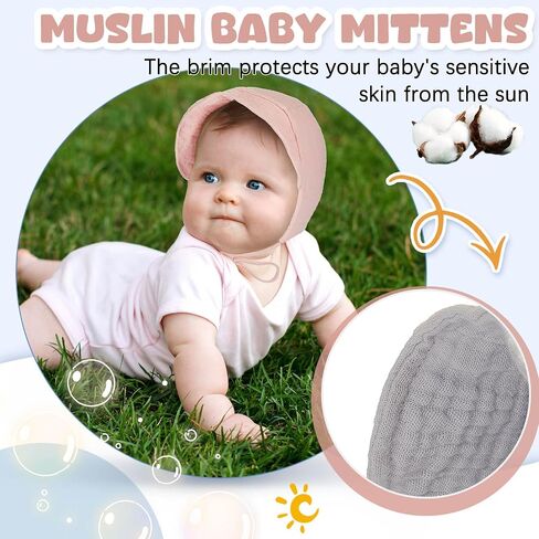 4 Pcs Baby Hat Muslim Sun Bonnet Baby Boys' Baby Girls' Hats 0-12mounths Caps Infant Boys Girls Beanie Caps for Baby Showers Birthday Parties Outdoor Sun Protection in Saudi Arabia