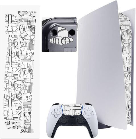 PS5 Console Skin, Disk Version Host Middle Strip Sticker, Console Center Part Protection Strip Film, PS5 Middle Sticker Accessories Durable Scratch Resistant (Cyberpunk White) in Saudi Arabia