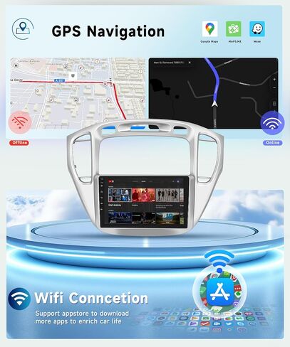 راديو سيارة 8 CORE 2G+64G لسيارة Toyota Highlander 2000-2007 مع CarPlay/Android Auto، Podofo 9 بوصة 1280 * 720P IPS شاشة لمس ستيريو Android 13 GPS WiFi Bluetooth DSP SWC + كاميرا احتياطية عالية الدقة in Saudi Arabia