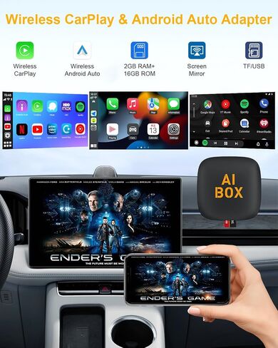 محول CarPlay اللاسلكي ومحول Android Auto اللاسلكي، صندوق Magic Link Ai يدعم Netflix/YouTube/بطاقة TF/قرص U يحول سلكيًا إلى دونجل Carplay لاسلكي لتوصيل وتشغيل سيارات CarPlay السلكية OEM in Saudi Arabia