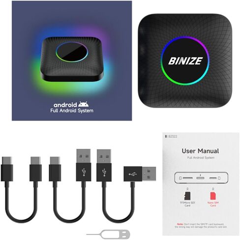 Binize Carplay AI Box Wireless Carplay Wireless Android auto,Android 13 Ai Box,Android Auto Ai Box Only Support OEM Wired CarPlay/Android Auto (8G+128G) in Saudi Arabia