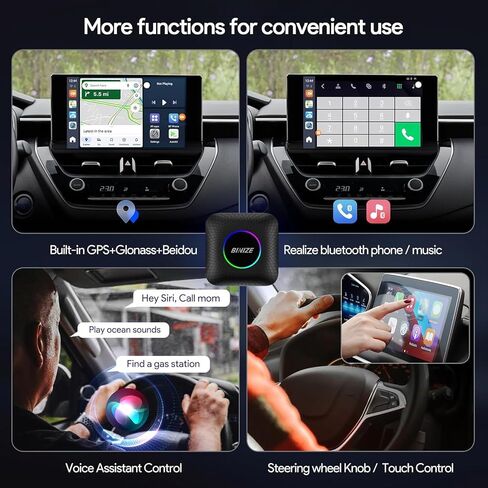 Binize Carplay AI Box Wireless Carplay Wireless Android auto,Android 13 Ai Box,Android Auto Ai Box Only Support OEM Wired CarPlay/Android Auto (8G+128G) in Saudi Arabia