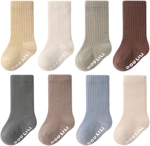 QandSweet Baby Boy Combed Cotton Socks Toddler Crew Sock Non-Skid for Newborn Infant Childrens in Kuwait
