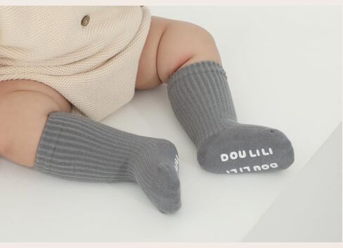 QandSweet Baby Boy Combed Cotton Socks Toddler Crew Sock Non-Skid for Newborn Infant Childrens in Kuwait