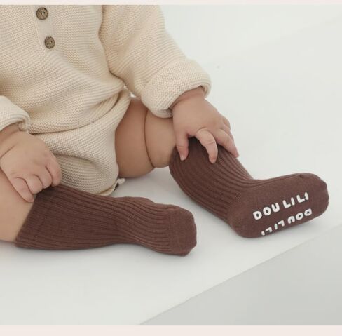 QandSweet Baby Boy Combed Cotton Socks Toddler Crew Sock Non-Skid for Newborn Infant Childrens in Kuwait