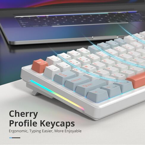 75% Mechanical Keyboard with Volumn Knob, Gasket Hot Swappable RGB Gaming Keyboard, Wired Custom Keyboard with Red Switch, 82 Keys Compact Creamy Keyboard (82 Green White) in Kuwait