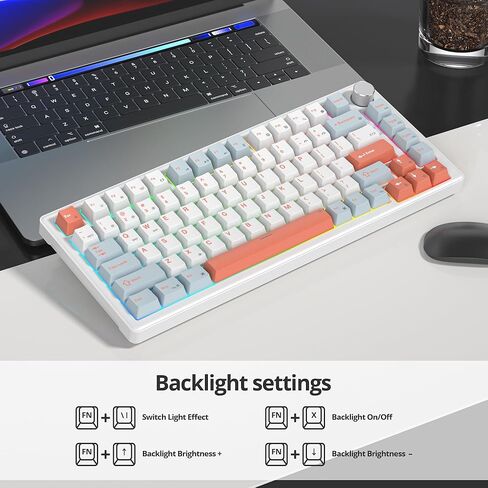 75% Mechanical Keyboard with Volumn Knob, Gasket Hot Swappable RGB Gaming Keyboard, Wired Custom Keyboard with Red Switch, 82 Keys Compact Creamy Keyboard (82 Green White) in Kuwait