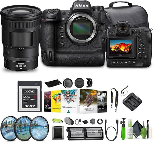 Nikon Z9 Flagship Professional Full-Frame Stills/Video FX-Format Mirrorless Camera + Nikon NIKKOR Z 24-120mm f/4 S All-in-one Zoom Lens (Nikon Z)+ 120GB G Series XQD Memory Card + More (Renewed) in Saudi Arabia