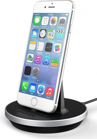 حامل شحن iPhone مغلف [معتمد من Apple MFi] شاحن Lightning Dock غير لاسلكي لهاتف iPhone 7/8 Plus X XR XS Max وiPhone 11 و12 و13 و14 Pro Max (متوافق مع الشحن/المزامنة السلكية) in Saudi Arabia