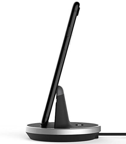 حامل شحن iPhone مغلف [معتمد من Apple MFi] شاحن Lightning Dock غير لاسلكي لهاتف iPhone 7/8 Plus X XR XS Max وiPhone 11 و12 و13 و14 Pro Max (متوافق مع الشحن/المزامنة السلكية) in Saudi Arabia