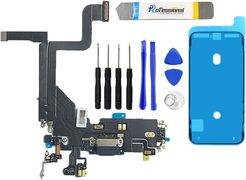 USB Charging Port Flex Cable Dock Board Connector - Microphone - Headphone Port Replacement for iPhone 13 Pro with Kit (Blue) in Kuwait