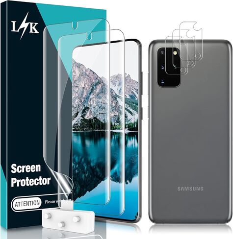 [2+3 Pack] LϟK Designed for Samsung Galaxy S20 2 Pack Screen Protector & 3 Pack Camera Lens Protector, Alignment Frame High Definition Clear Flexible TPU Film in Saudi Arabia