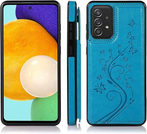 Phone Case for Samsung Galaxy A53 5G 2022 with Tempered Glass Screen Protector Card Holder Wallet Cover Stand Flip Leather Cell Accessories Gaxaly A53 G5 Galaxies 53A SM A536U Cases Women Men Blue in Kuwait