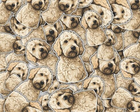 ملصق Golden Doodle - ملصق كمبيوتر محمول 3x3 - فينيل مقاوم للماء للسيارة والهاتف وزجاجة المياه - ملصق Golden Doodle Dog (FBA-DS04) in Kuwait