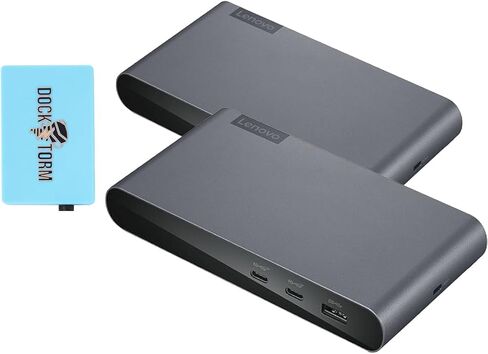 محطة إرساء Lenovo USB-C Universal Business Dock 40B30090TA Bundle w/Docztorm Dock، تدعم شاشتين خارجيتين (DP&HDMI)، 3 منافذ USB-A و2 USB-C، متوافقة مع Windows، لون رمادي عاصف (عبوتان) in Saudi Arabia