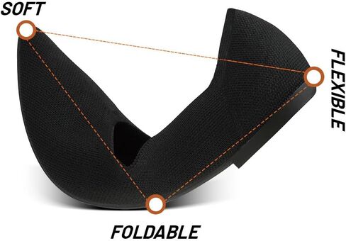 أحذية JBB النسائية المسطحة بمقدمة مدببة أحذية الباليه المحبوكة بكعب منخفض سهلة الارتداء للمشي فستان كاجوال بدون كعب بدون كعب أسود نقي 9 in Kuwait