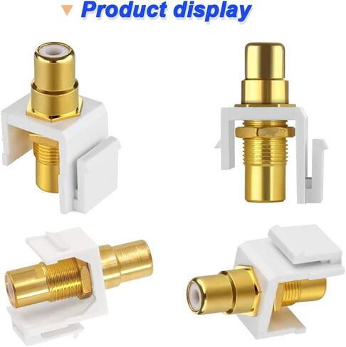 مقبس مقبس RCA Keystone، مقبس موصل RCA مطلي بالذهب مقبس حائط أنثى لحامل لوحة مخرج لوحة الحائط، أحمر/أبيض/أصفر، مع إدخالات مقبس حجر الزاوية الفارغة، مفك براغي (6 عبوات) in Saudi Arabia