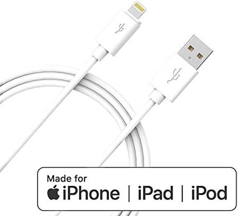 كابل شاحن Apple MFI Lightning إلى USB iPhone - مصنوع لهاتف iPhone 11/11pro max/Xs/XS Max/XR/X / 8/8 Plus / 7/7 Plus / 6/6 Plus / 5 / 5S والمزيد، 6 أقدام (أبيض)… in Kuwait
