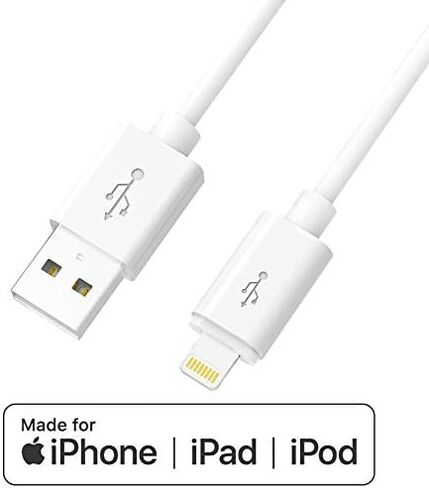 كابل شاحن Apple MFI Lightning إلى USB iPhone - مصنوع لهاتف iPhone 11/11pro max/Xs/XS Max/XR/X / 8/8 Plus / 7/7 Plus / 6/6 Plus / 5 / 5S والمزيد، 6 أقدام (أبيض)… in Kuwait