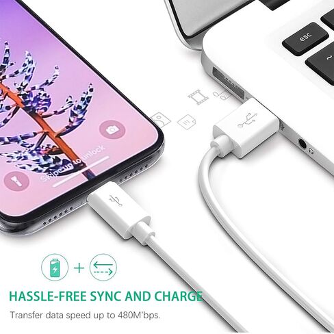 كابل شاحن Apple MFI Lightning إلى USB iPhone - مصنوع لهاتف iPhone 11/11pro max/Xs/XS Max/XR/X / 8/8 Plus / 7/7 Plus / 6/6 Plus / 5 / 5S والمزيد، 6 أقدام (أبيض)… in Kuwait