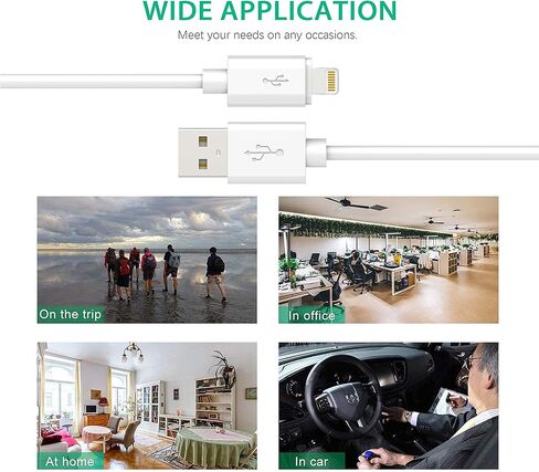 كابل شاحن Apple MFI Lightning إلى USB iPhone - مصنوع لهاتف iPhone 11/11pro max/Xs/XS Max/XR/X / 8/8 Plus / 7/7 Plus / 6/6 Plus / 5 / 5S والمزيد، 6 أقدام (أبيض)… in Kuwait