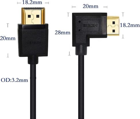 PNGKNYOCN 15 سم HDMI ذكر إلى ذكر كابل قصير، 90 درجة الزاوية اليمنى عالية السرعة HDMI 2.0 محول كابل موصل دعم 4k @ 60HZ، لـ Raspberry Pi، الكمبيوتر اللوحي، الكاميرا إلخ (R) in Saudi Arabia