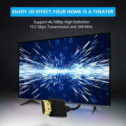 PNGKNYOCN 15 سم HDMI ذكر إلى ذكر كابل قصير، 90 درجة الزاوية اليمنى عالية السرعة HDMI 2.0 محول كابل موصل دعم 4k @ 60HZ، لـ Raspberry Pi، الكمبيوتر اللوحي، الكاميرا إلخ (R) in Saudi Arabia