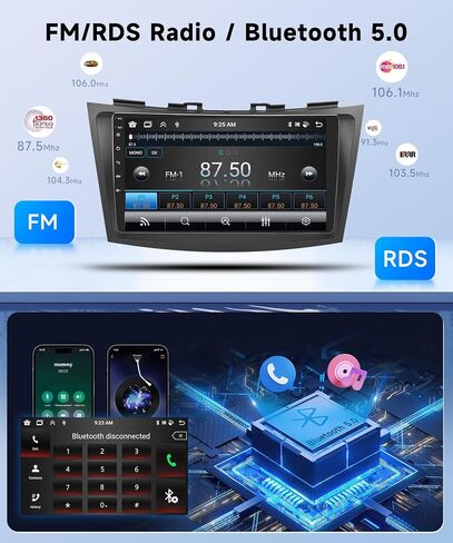 [8Core 4+64G]- for Suzuki Swift 2011-2017 Android Car Stereo with Wireless Carplay Android Auto, 9" HD 1280 * 720P IPS Touchscreen Car Radio with GPS WiFi DSP Audio Bluetooth 5.0 SWC Backup Camera in Saudi Arabia