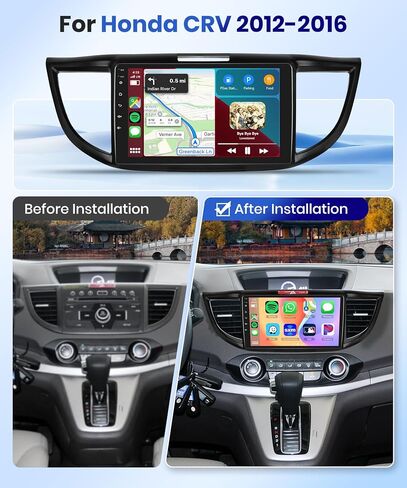 2+64G-for Honda CRV 2012-2016 Android Car Radio Stereo، Carplay Wireless Android Auto 9 بوصة شاشة تعمل باللمس بلوتوث مستقبل صوت السيارة يدعم GPS WiFi FM/RDS كاميرا احتياطية HiFi SWC in Saudi Arabia