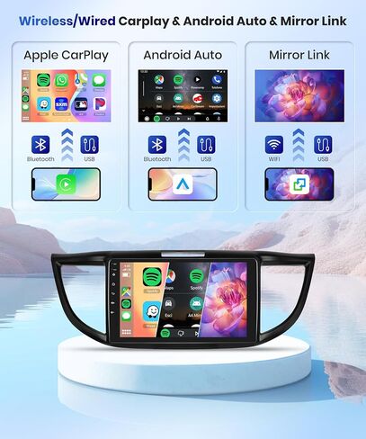 2+64G-for Honda CRV 2012-2016 Android Car Radio Stereo، Carplay Wireless Android Auto 9 بوصة شاشة تعمل باللمس بلوتوث مستقبل صوت السيارة يدعم GPS WiFi FM/RDS كاميرا احتياطية HiFi SWC in Saudi Arabia