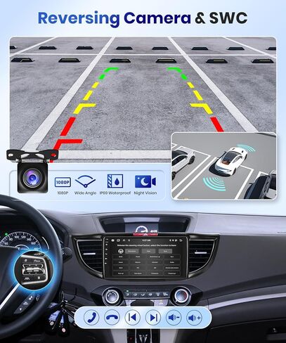 2+64G-for Honda CRV 2012-2016 Android Car Radio Stereo، Carplay Wireless Android Auto 9 بوصة شاشة تعمل باللمس بلوتوث مستقبل صوت السيارة يدعم GPS WiFi FM/RDS كاميرا احتياطية HiFi SWC in Saudi Arabia