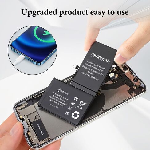 بطارية لهاتف iPhone X، 9800 مللي أمبير في الساعة، بطارية بديلة جديدة فائقة السعة 0 دورة متوافقة مع iPhone X A1865، A1901، A1902 مع مجموعة أدوات إصلاح كاملة in Kuwait