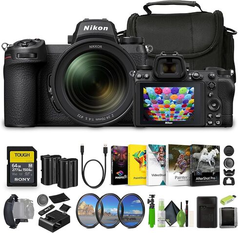 كاميرا Nikon Z7 II بدون مرآة مع عدسة NIKKOR Z مقاس 24-120 مم f/4 S + بطارية EN-EL15C + محفظة بطاقة ذاكرة + بطاقة ذاكرة SF-M Tough Series سعة 64 جيجابايت + برنامج تحرير الصور + المزيد (متجددة) in Saudi Arabia
