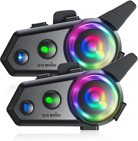 Motorcycle Bluetooth Headset, Q18 Motorcycle Intercom with Music Sharing,1000m 2 Riders Motorbike Intercom HiFi Stereo Sound/CVC Noise Reduction/Automatic Response(2Pack) in Saudi Arabia