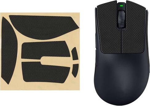 kwmobile Mouse Grip Tape Compatible with Razer DeathAdder V3 Pro Grip Tape - Non-Slip Faux Leather - Black in Saudi Arabia