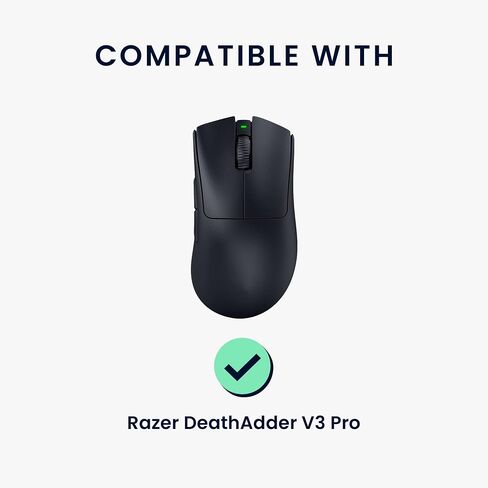 kwmobile Mouse Grip Tape Compatible with Razer DeathAdder V3 Pro Grip Tape - Non-Slip Faux Leather - Black in Saudi Arabia