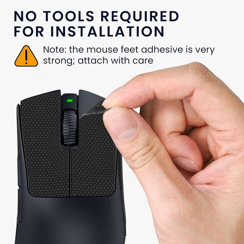 kwmobile Mouse Grip Tape Compatible with Razer DeathAdder V3 Pro Grip Tape - Non-Slip Faux Leather - Black in Saudi Arabia