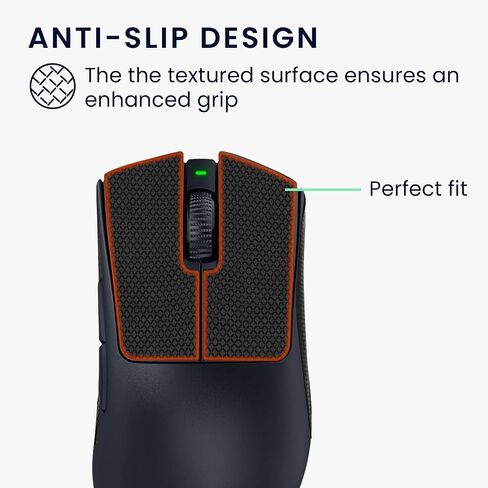 kwmobile Mouse Grip Tape Compatible with Razer DeathAdder V3 Pro Grip Tape - Non-Slip Faux Leather - Black in Saudi Arabia