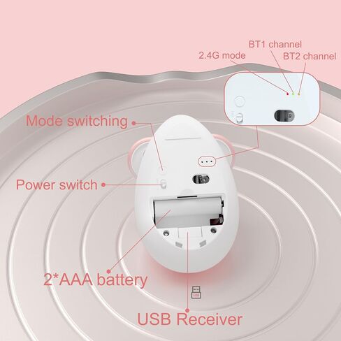 ماوس لاسلكي 2.4 جيجا هرتز، ماوس بلوتوث ثنائي القناة، ماوس USB 1600 نقطة في البوصة، شكل ماوس لطيف بأذنين كبيرتين، أزرار قابلة للفصل للكمبيوتر الشخصي والكمبيوتر اللوحي والكمبيوتر المحمول ونظام Windows (أزرق) in Saudi Arabia