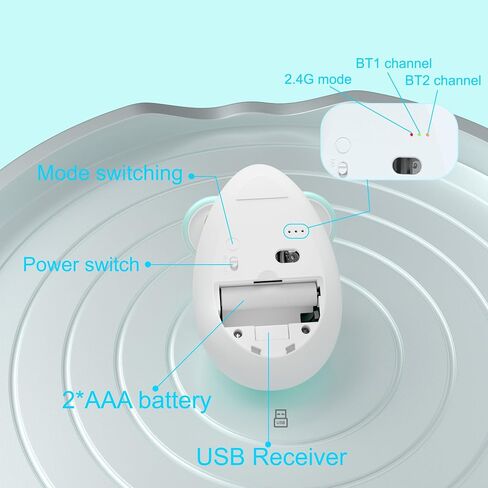 ماوس لاسلكي 2.4 جيجا هرتز، ماوس بلوتوث ثنائي القناة، ماوس USB 1600 نقطة في البوصة، شكل ماوس لطيف بأذنين كبيرتين، أزرار قابلة للفصل للكمبيوتر الشخصي والكمبيوتر اللوحي والكمبيوتر المحمول ونظام Windows (أزرق) in Saudi Arabia
