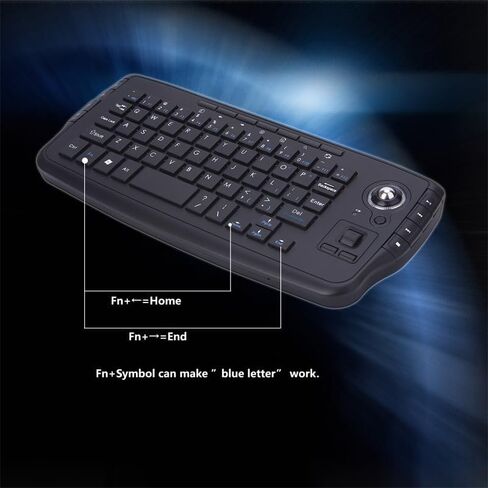 JOMAA Mini Ergonomic Keyboard Trackball Air Mouse 1200dpi Function TV 2.4G Wireless Keyboard with trackball for Lapotp PC TV (Black) in Kuwait