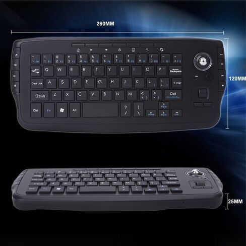 JOMAA Mini Ergonomic Keyboard Trackball Air Mouse 1200dpi Function TV 2.4G Wireless Keyboard with trackball for Lapotp PC TV (Black) in Kuwait
