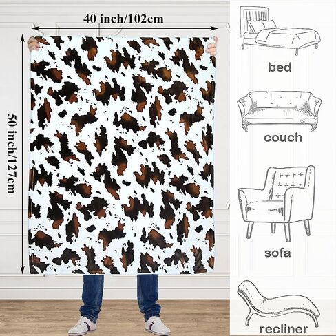 Cow Print Blanket, Soft Lightweight Cow Baby Blankets for Boys Girls, Double-Sided Cute Black Cow Blanket Soft Warm Cozy Toddler Blankets for Boys Daycare, Cow Gifts for Kids Blanket 50x40 inch in Saudi Arabia