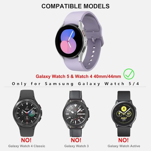 [5+5Pack] Samsung Galaxy Watch 5 2022 & Watch 4 2021 Screen Protector and Case 44mm, Kakufunny Anti-Fog Face Cover Tempered Glass Film & Hard PC Protective Bumper for Galaxy Watch 44 mm, Accessories in Saudi Arabia