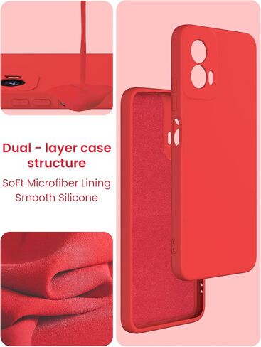 for Motorola Moto G Power 5G 2024 Case with 2X Screen Protector, Camera Protection, Soft Anti-Scratch Microfiber Lining, Ultra Slim Liquid Silicone Protective Phone Case (Red, CS) in Saudi Arabia